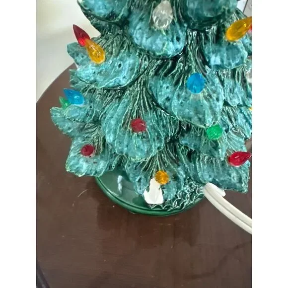 Vintage‎ Ceramic Christmas Tree Light-Up Decor With Multicolored Bulbs